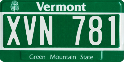 VT license plate XVN781