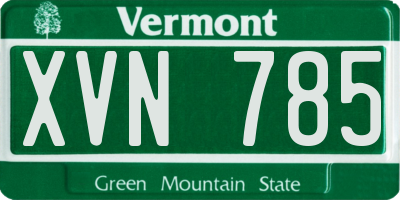 VT license plate XVN785