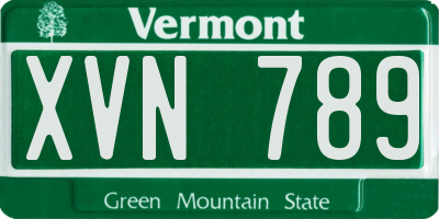 VT license plate XVN789