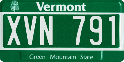 VT license plate XVN791