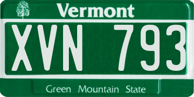 VT license plate XVN793