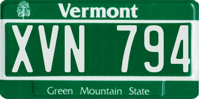 VT license plate XVN794