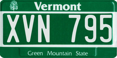 VT license plate XVN795