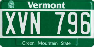 VT license plate XVN796