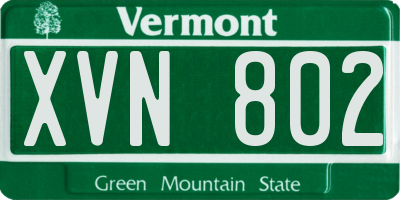 VT license plate XVN802