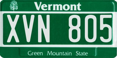 VT license plate XVN805