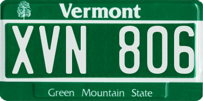 VT license plate XVN806