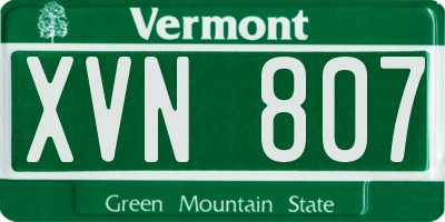VT license plate XVN807