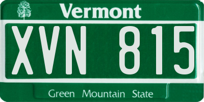 VT license plate XVN815
