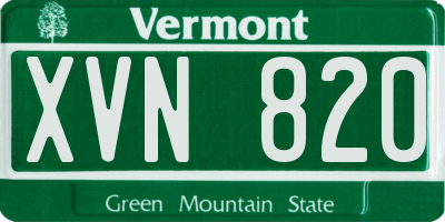 VT license plate XVN820