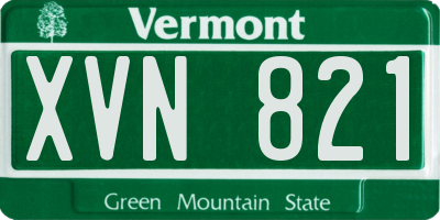 VT license plate XVN821