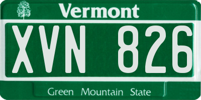 VT license plate XVN826