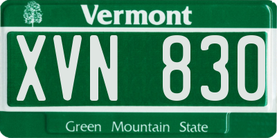 VT license plate XVN830