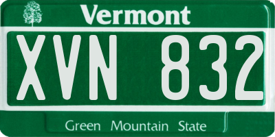 VT license plate XVN832