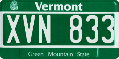 VT license plate XVN833