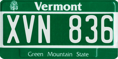 VT license plate XVN836