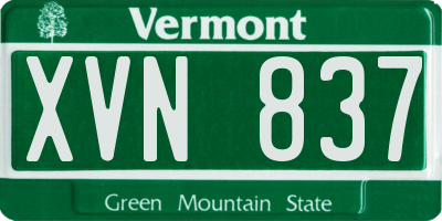 VT license plate XVN837