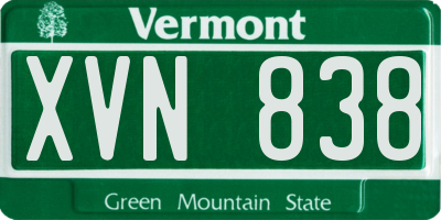 VT license plate XVN838