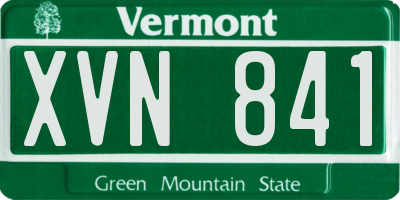 VT license plate XVN841