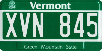 VT license plate XVN845