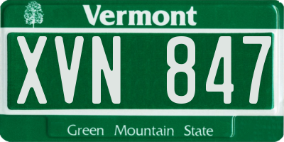 VT license plate XVN847