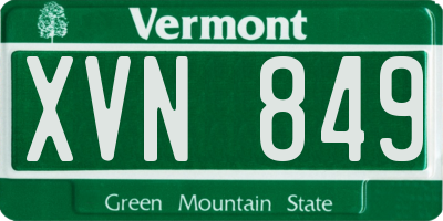 VT license plate XVN849