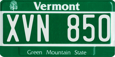 VT license plate XVN850