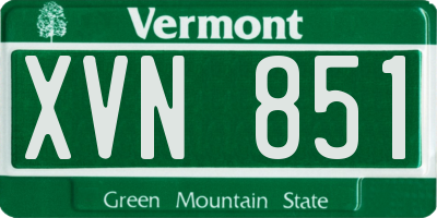 VT license plate XVN851