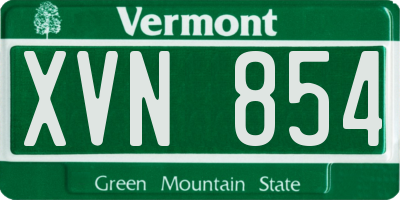 VT license plate XVN854
