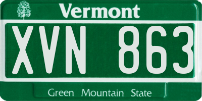 VT license plate XVN863