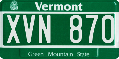 VT license plate XVN870