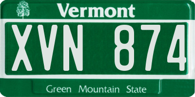 VT license plate XVN874