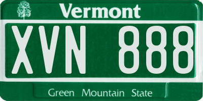 VT license plate XVN888