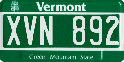 VT license plate XVN892