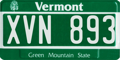 VT license plate XVN893