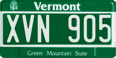 VT license plate XVN905