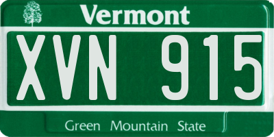 VT license plate XVN915