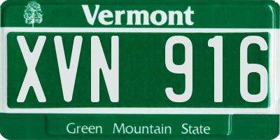 VT license plate XVN916