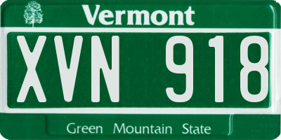 VT license plate XVN918