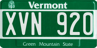 VT license plate XVN920