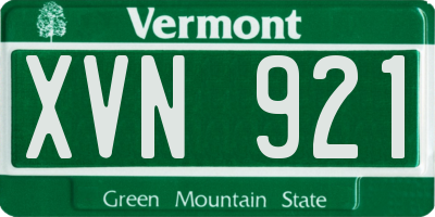 VT license plate XVN921
