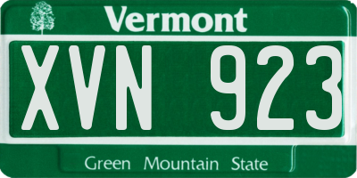 VT license plate XVN923