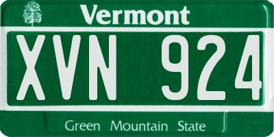 VT license plate XVN924