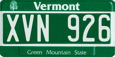 VT license plate XVN926
