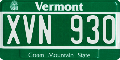 VT license plate XVN930