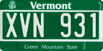 VT license plate XVN931