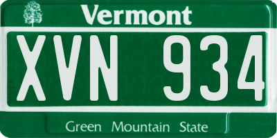 VT license plate XVN934
