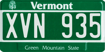 VT license plate XVN935