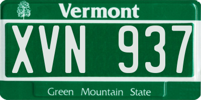 VT license plate XVN937