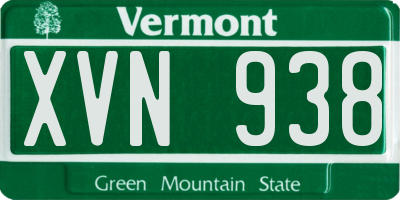 VT license plate XVN938